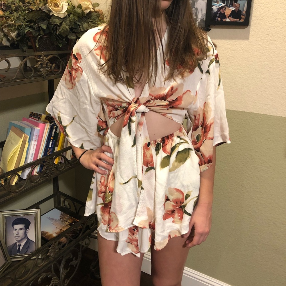 White floral romper